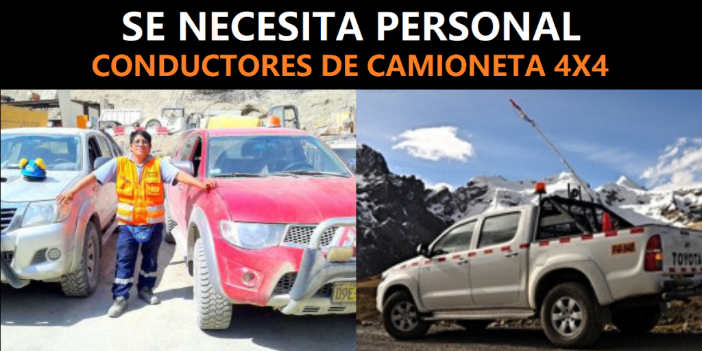 CONVOCATORIA DE TRABAJO PARA CONDUCTORES DE CAMIONETA