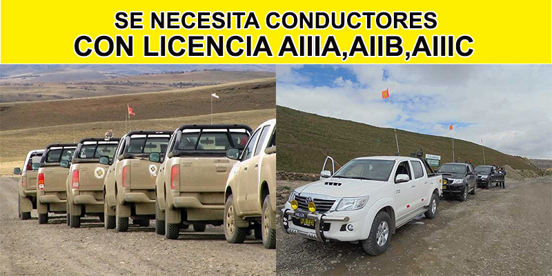Se Necesita Conductores con licencia para faenas mineras