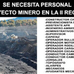 SE NECESITA PERSONAL EN FAENA MINERA DE LA II REGION