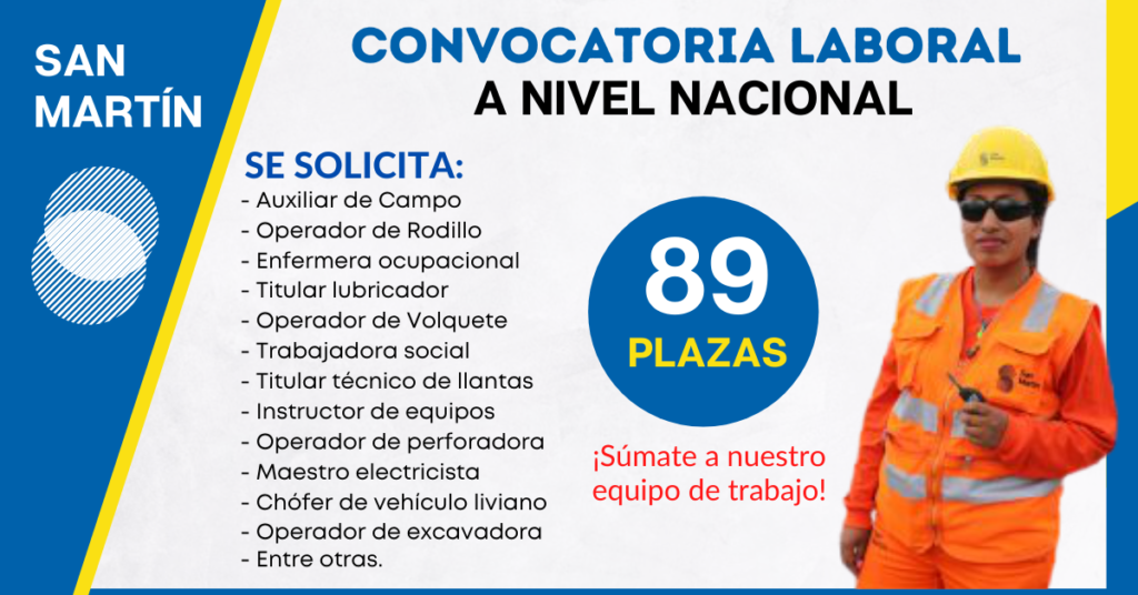 CONVOCATORIA DE TRABAJO SAN MARTIN