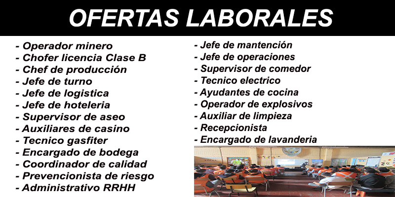 OFERTAS LABORALES PARA FAENAS MINERAS