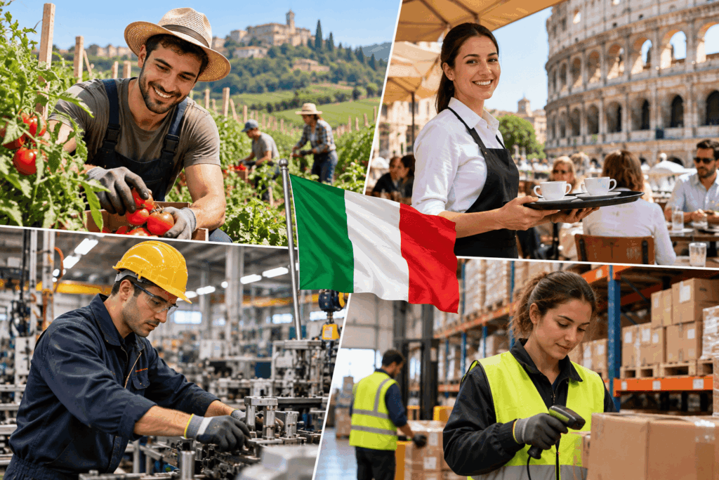 Trabajo en Italia cupos para agricultura, turismo, industria y logística
